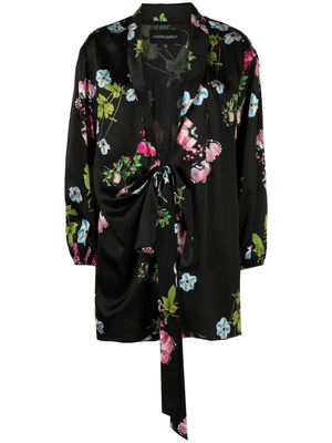 Cynthia Rowley floral-print silk wrap dress - Black