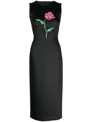 Cynthia Rowley floral-print sleeveless midi dress - Black