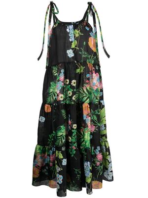 Cynthia Rowley floral-print tiered dress - Black
