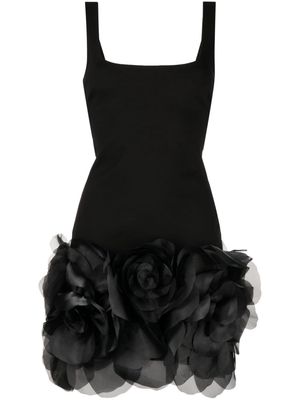 Cynthia Rowley flower-appliqué sleeveless dress - Black