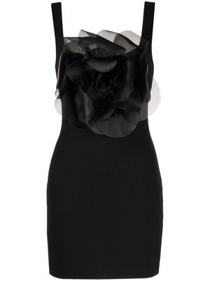 Cynthia Rowley flower-appliqué sleeveless minidress - Black