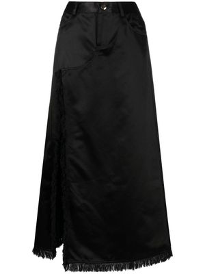 Cynthia Rowley frayed satin maxi skirt - Black