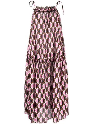 Cynthia Rowley geometric-print ruffled dress - Pink