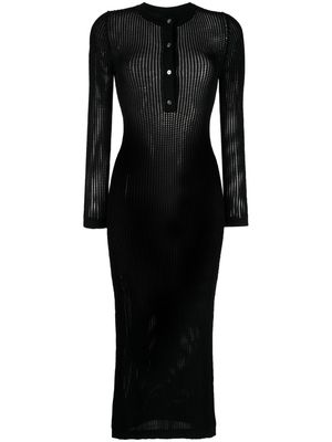 Cynthia Rowley Henley knitted long-sleeve dress - Black