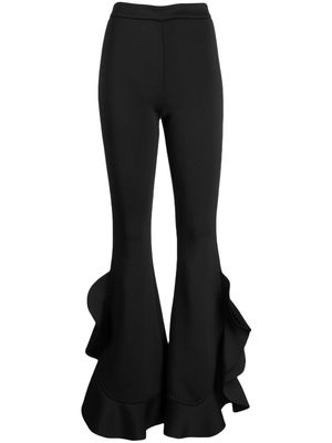 Cynthia Rowley high-waisted ruffled flared trousers - Black