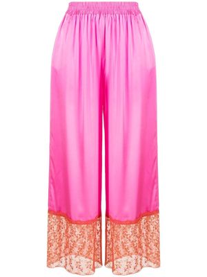 Cynthia Rowley lace-trim cropped culotte trousers - Pink