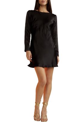 Cynthia Rowley Long Sleeve Silk Minidress in Black
