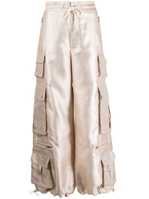 Cynthia Rowley metallic-efect cargo trousers - Gold