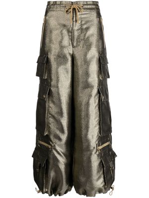 Cynthia Rowley metallic lurex cargo trousers - Gold