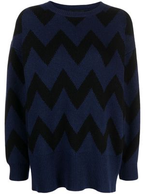 Cynthia Rowley patterned-intarsia ribbed-knit jumper - Blue