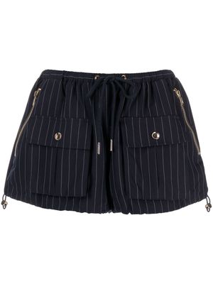 Cynthia Rowley pinstripe-pattern drawstring-waistband shorts - Blue