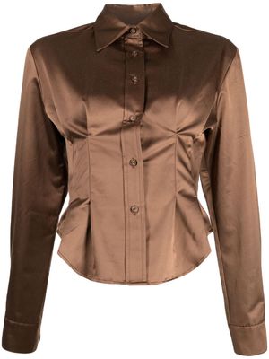 Cynthia Rowley pleat-detail long-sleeve shirt - Brown