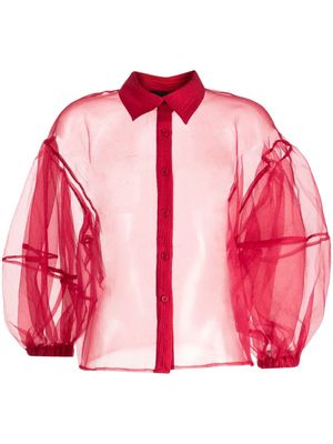 Cynthia Rowley puff-sleeve organza shirt - Red