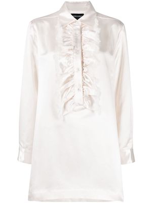 Cynthia Rowley ruffled satin shirtdress - White
