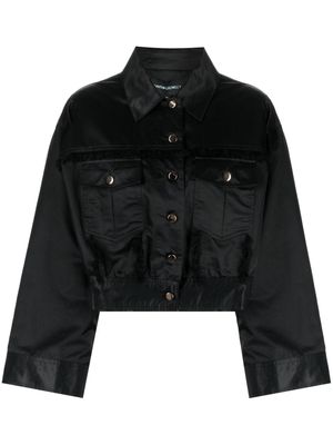 Cynthia Rowley satin frayed-detail jacket - Black