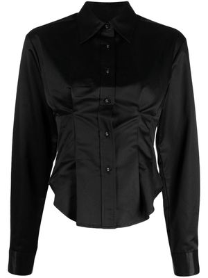 Cynthia Rowley satin-trim slim-cut shirt - Black