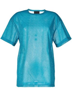 Cynthia Rowley semi-sheer metallic-effect T-shirt - Blue
