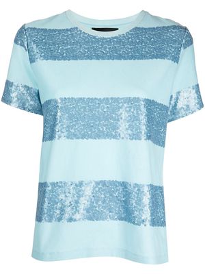 Cynthia Rowley sequinned stripe cotton T-shirt - Blue