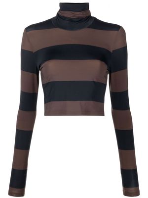 Cynthia Rowley striped roll neck knitted top - Brown