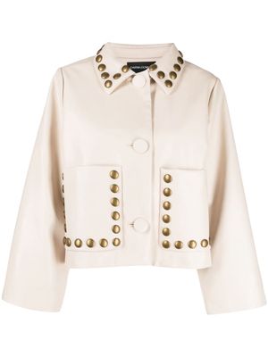 Cynthia Rowley stud-embellished cropped jacket - Neutrals