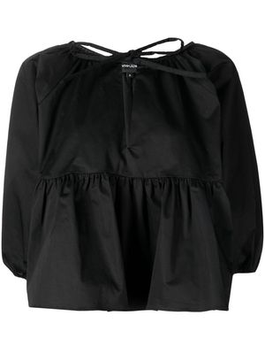Cynthia Rowley tie-neck peplum blouse - Black