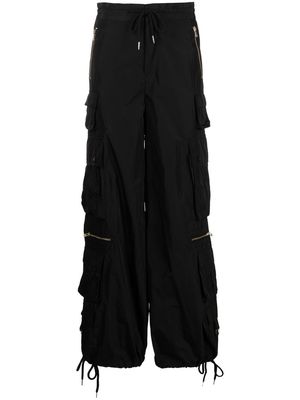 Cynthia Rowley wide-leg tapered cargo trousers - Black