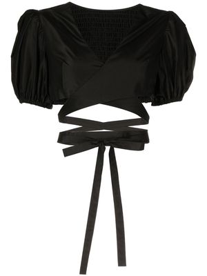 Cynthia Rowley wrapped self-tie top - Black