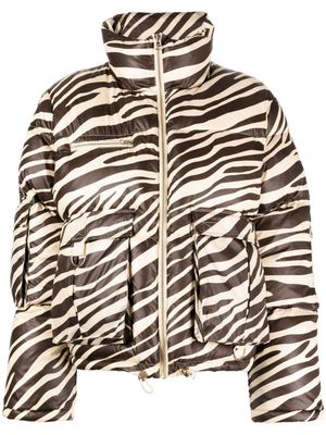 Cynthia Rowley zebra-print puffer jacket - Brown