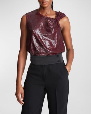 Cynthia Sequined Top with Shoulder Detail