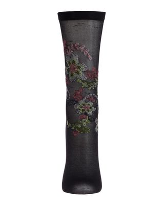 Cyprus Floral-Embroidered Crew Socks