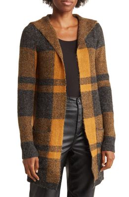 CYRUS Plaid Hooded Sweater Coat in Golden Spice