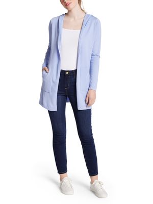 Cyrus Women's Hooded Open Cardigan Sweater in Blueberry Ice