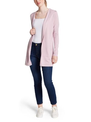 Cyrus Women's Hooded Open Cardigan Sweater in Cocoon Pink