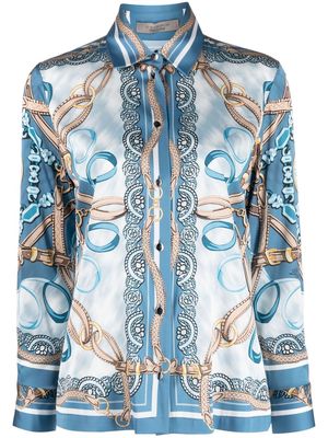D.Exterior baroque-print long-sleeved shirt - Blue