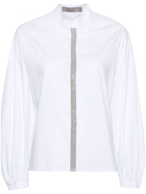 D.Exterior bead-detail poplin shirt - White