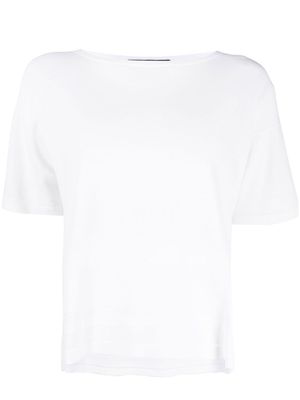 D.Exterior boatneck short-sleeved T-shirt - White