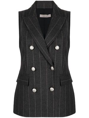 D.Exterior chalk stripe double-breasted waistcoat - Grey