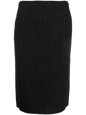 D.Exterior check-pattern pencil skirt - Black