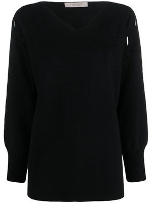 D.Exterior cut-out fine-knit jumper - Black