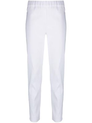 D.Exterior elasticated-waist slim-cut trousers - White