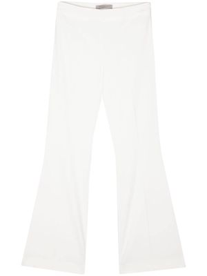 D.Exterior flared crepe trousers - White