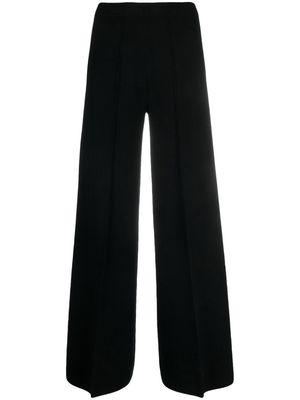D.Exterior flared-leg high-waist trousers - Black