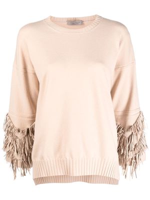 D.Exterior fringe-detail wool-blend jumper - Neutrals