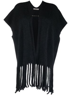 D.Exterior fringed knitted top - Black