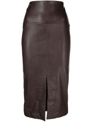 D.Exterior high-waisted faux-leather skirt - Brown