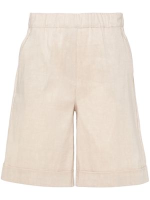 D.Exterior high-waisted tailored shorts - Neutrals