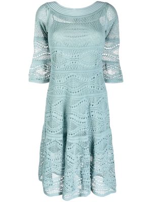D.Exterior knit pattern dress - Blue