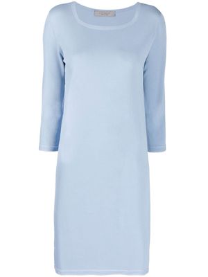 D.Exterior long-sleeved knitted dress - Blue