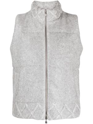 D.Exterior padded-design zip-up gilet - Grey