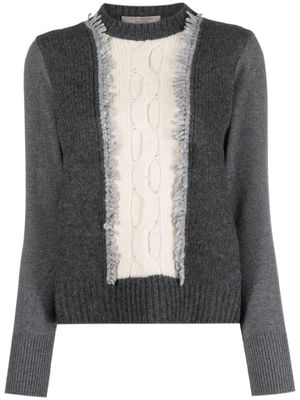 D.Exterior panelled cable-knit jumper - Grey